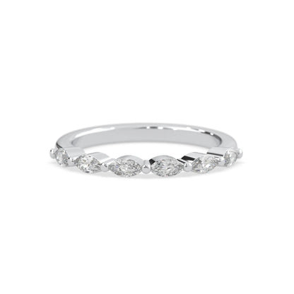Marquise half eternity lab grown diamond wedding band with 0.60 carat diamonds in white gold