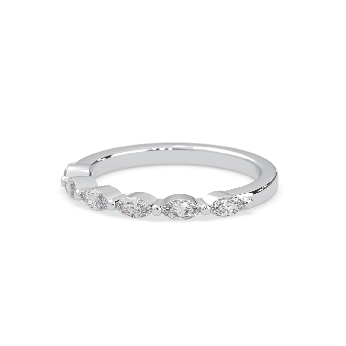 Marquise half eternity lab grown diamond wedding band with 0.60 carat diamonds in white gold