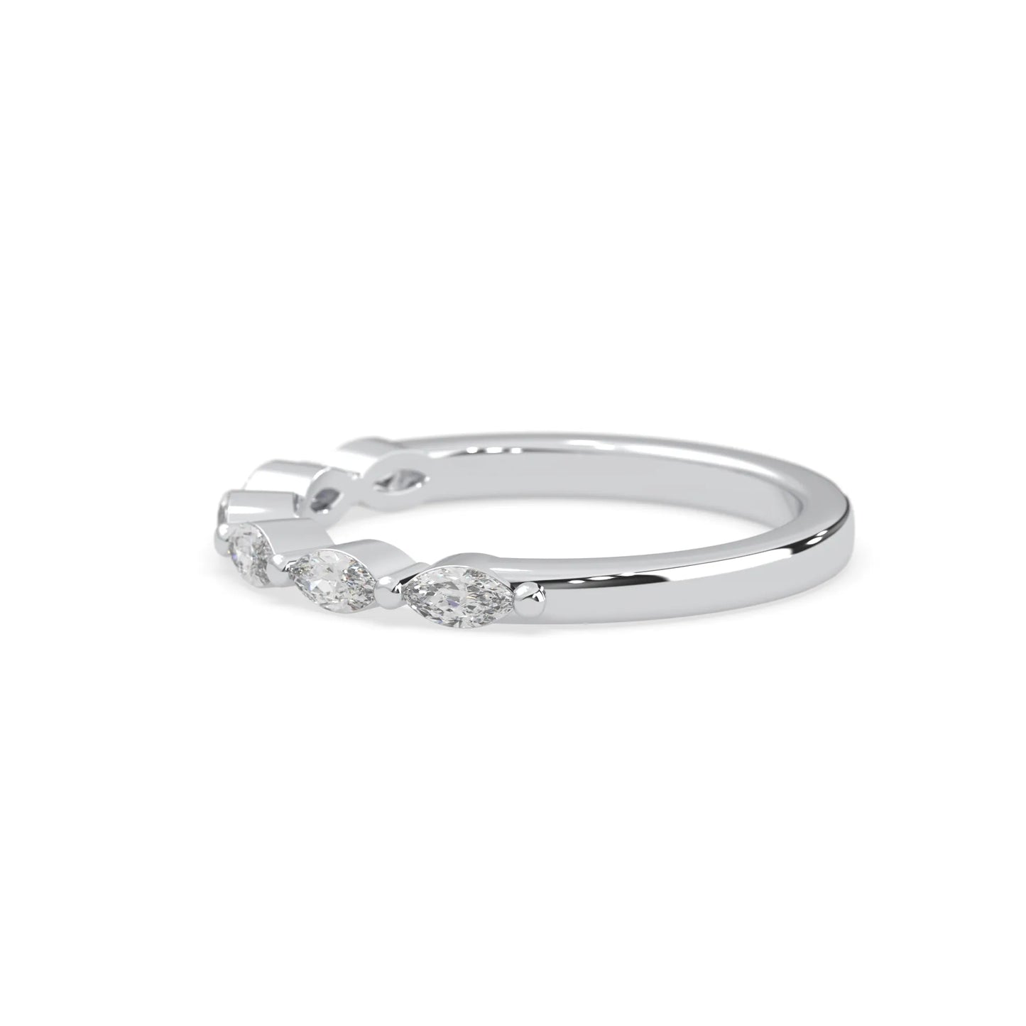 Marquise half eternity lab grown diamond wedding band with 0.60 carat diamonds in white gold