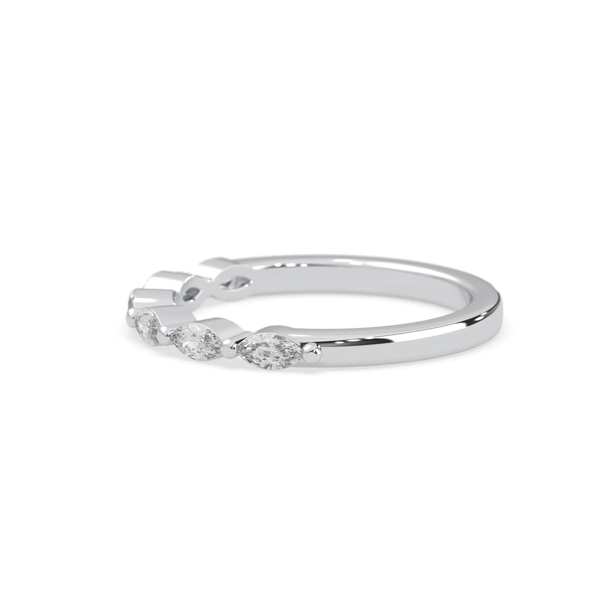 Marquise half eternity lab grown diamond wedding band with 0.60 carat diamonds in white gold