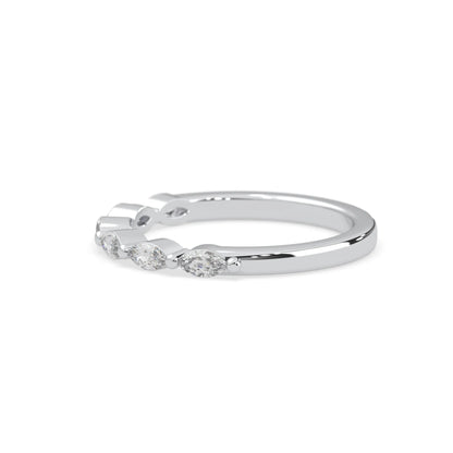 Marquise half eternity lab grown diamond wedding band with 0.60 carat diamonds in white gold