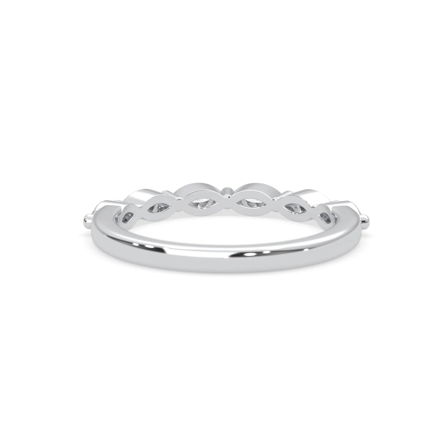 Marquise half eternity lab grown diamond wedding band with 0.60 carat diamonds in white gold