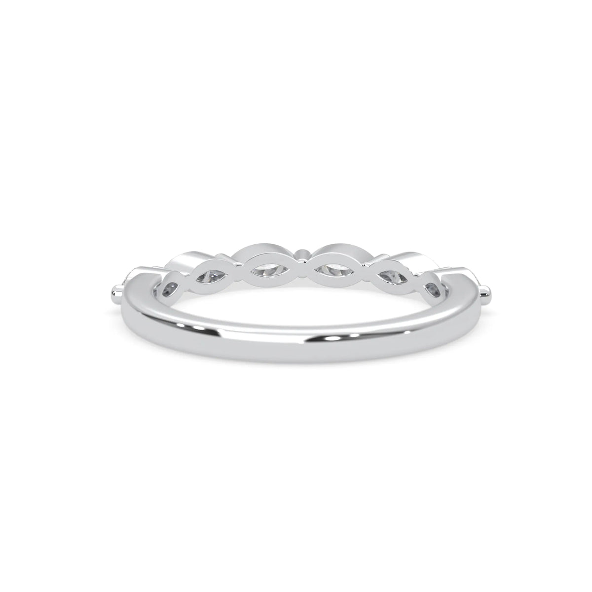 Marquise half eternity lab grown diamond wedding band with 0.60 carat diamonds in white gold