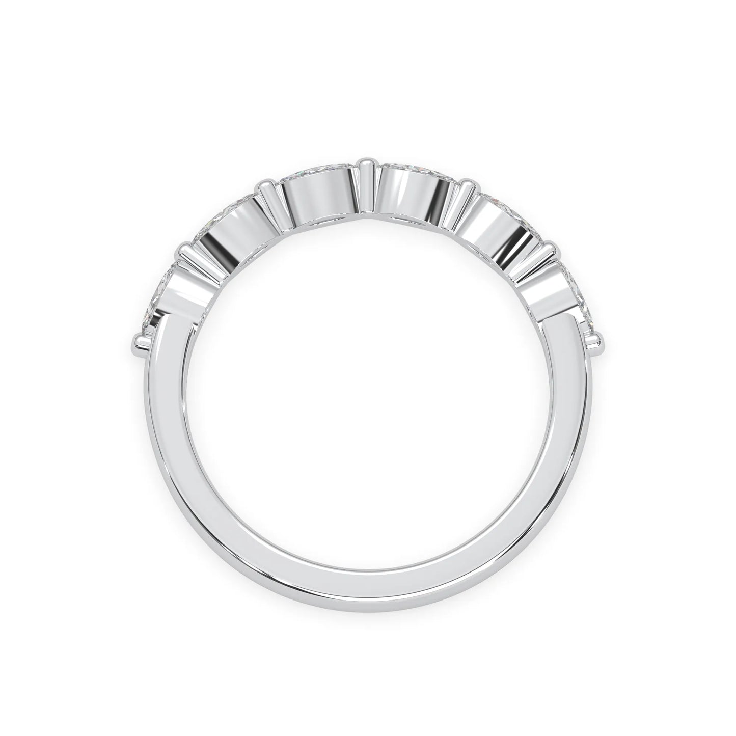 Marquise half eternity lab grown diamond wedding band with 0.60 carat diamonds in white gold