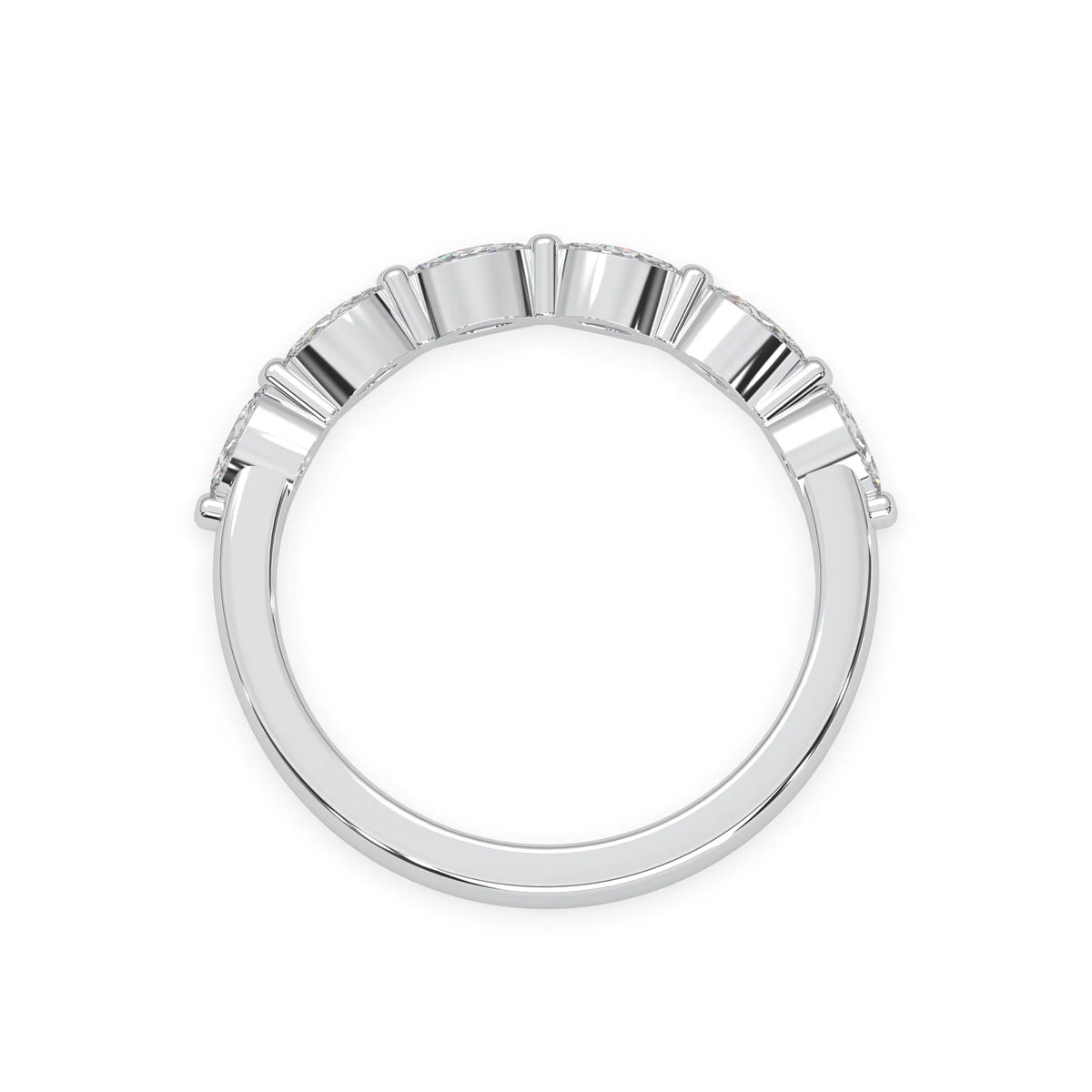 Marquise half eternity lab grown diamond wedding band with 0.60 carat diamonds in white gold