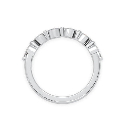 Marquise half eternity lab grown diamond wedding band with 0.60 carat diamonds in white gold