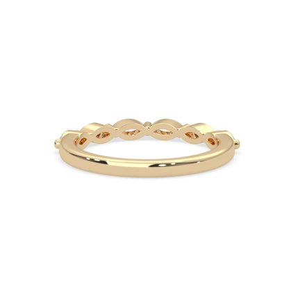 Marquise half eternity lab grown diamond wedding band with 0.60 carat diamonds in yellow gold
