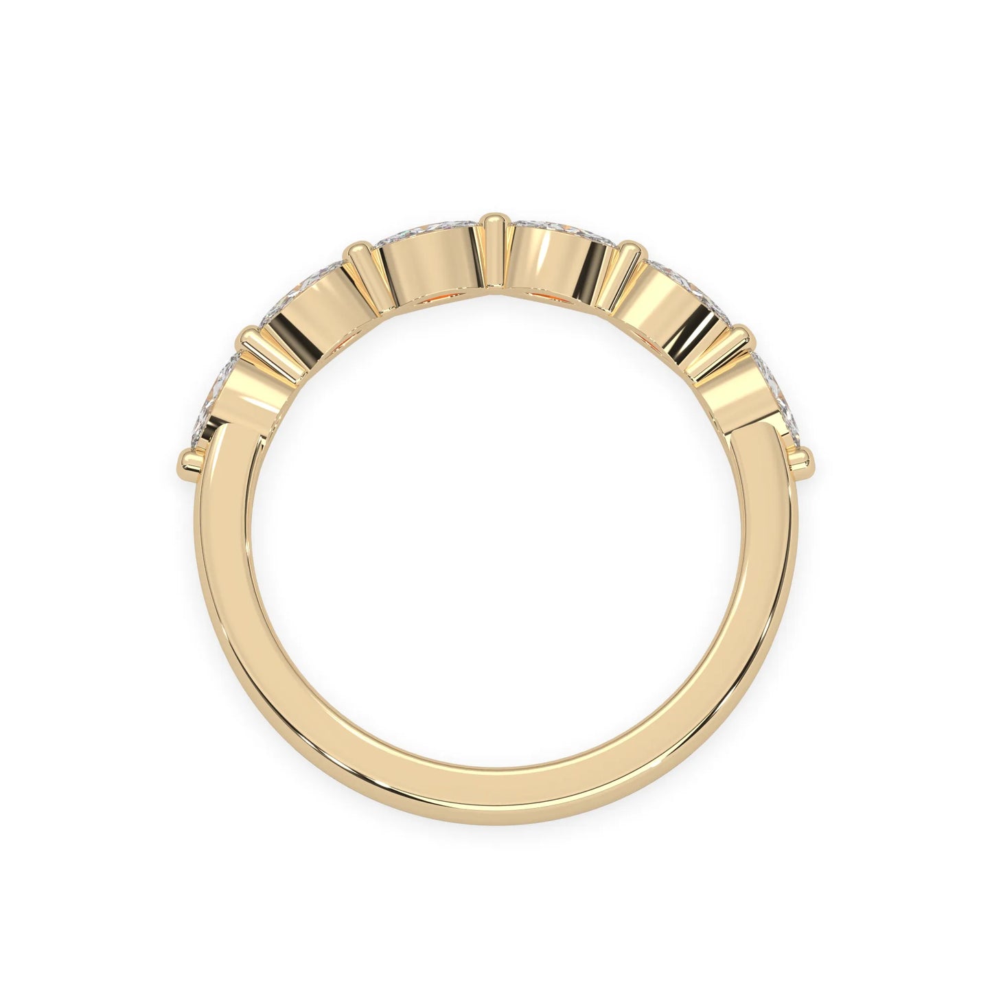 Marquise half eternity lab grown diamond wedding band with 0.60 carat diamonds in yellow gold