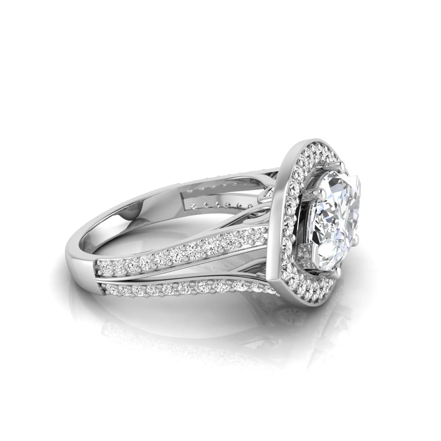 white-gold Diamond ring with a white background