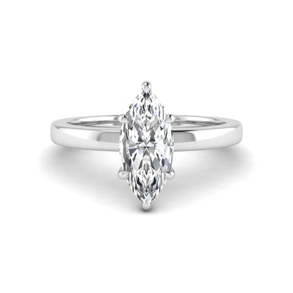 IGI Certified 1.10 carat marquise cut lab grown diamond solitaire engagement ring with hidden halo in white gold.