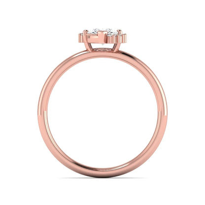 Marquise North-South Accent Lab Grown Diamond Engagement Ring featuring a marquise-cut center diamond with round diamond accents in a prong setting in rose gold