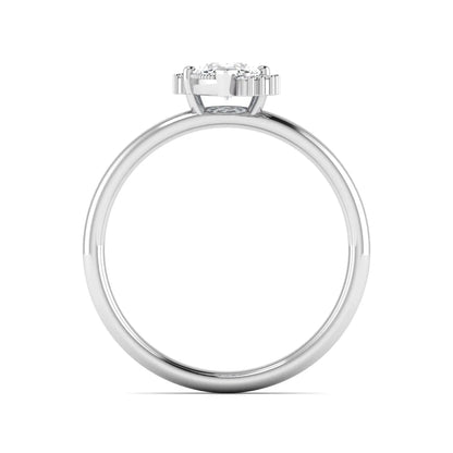 Marquise North-South Accent Lab Grown Diamond Engagement Ring featuring a marquise-cut center diamond with round diamond accents in a prong setting in white gold
