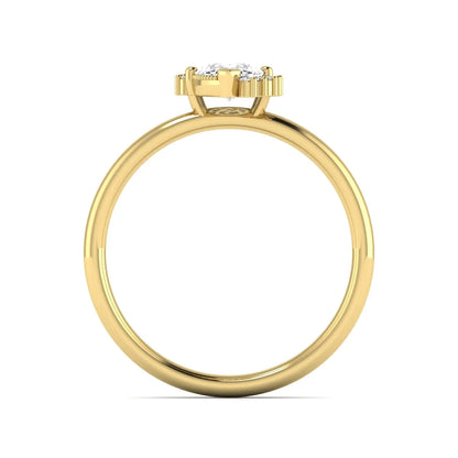 Marquise North-South Accent Lab Grown Diamond Engagement Ring featuring a marquise-cut center diamond with round diamond accents in a prong setting in yellow gold