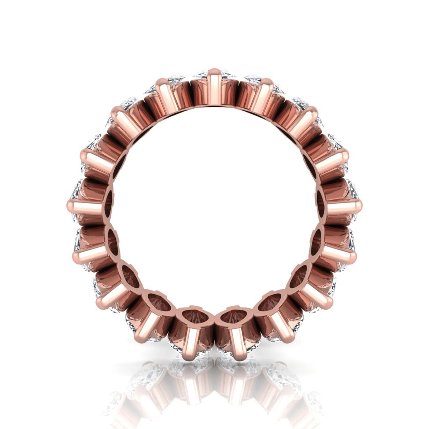 Marquise prong set lab grown diamond eternity band ring featuring 7.99 carat marquise cut diamonds in a luxurious rose gold design.