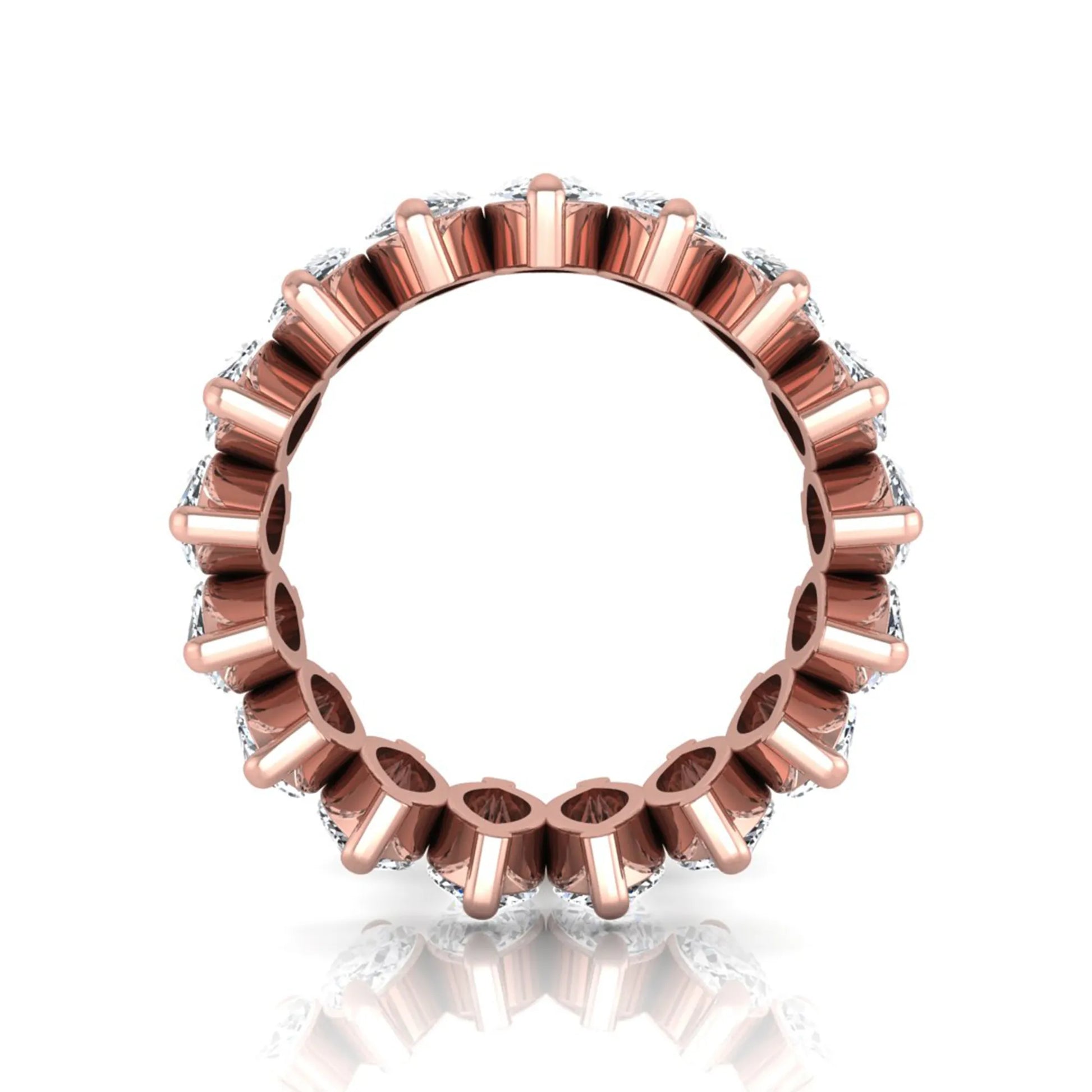 Marquise prong set lab grown diamond eternity band ring featuring 7.99 carat marquise cut diamonds in a luxurious rose gold design.