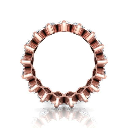 Marquise prong set lab grown diamond eternity band ring featuring 7.99 carat marquise cut diamonds in a luxurious rose gold design.