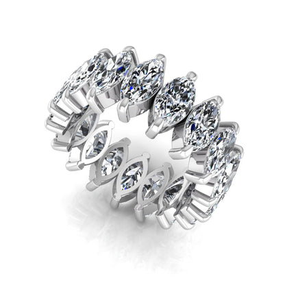 Marquise prong set lab grown diamond eternity band ring featuring 7.99 carat marquise cut diamonds in a luxurious white gold design.