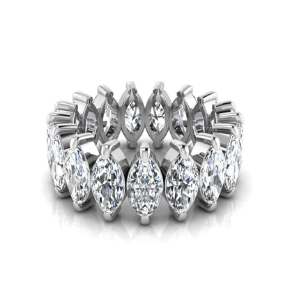 Marquise prong set lab grown diamond eternity band ring featuring 7.99 carat marquise cut diamonds in a luxurious white gold design.