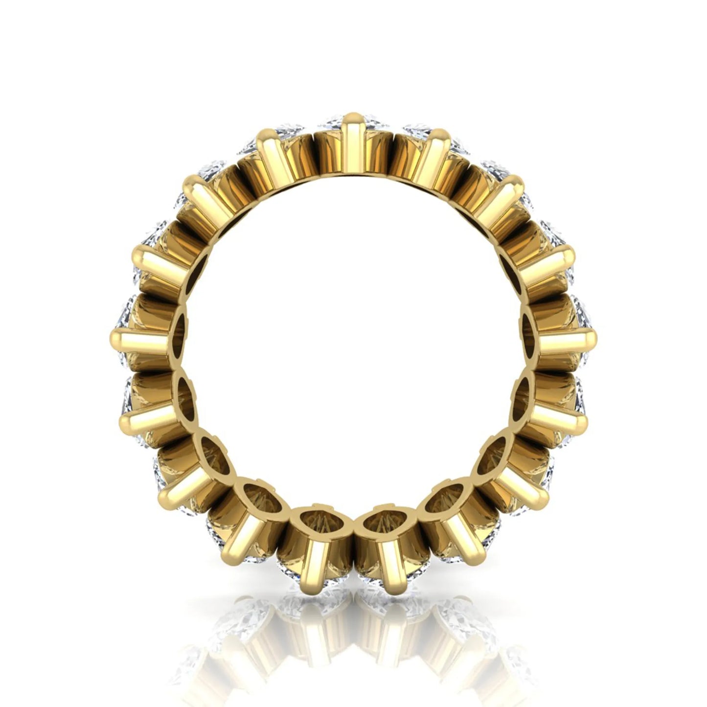 Marquise prong set lab grown diamond eternity band ring featuring 7.99 carat marquise cut diamonds in a luxurious yellow gold design.