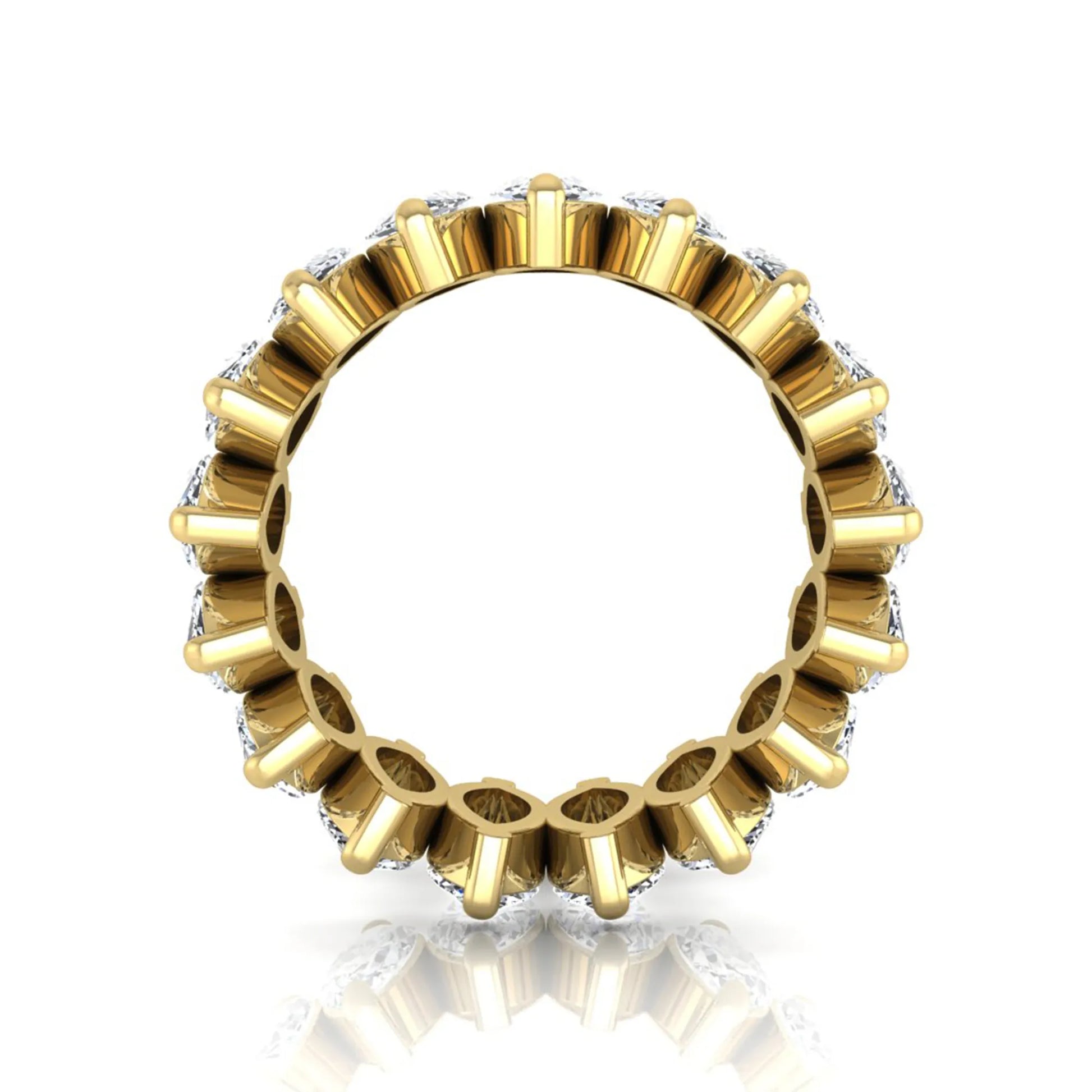 Marquise prong set lab grown diamond eternity band ring featuring 7.99 carat marquise cut diamonds in a luxurious yellow gold design.