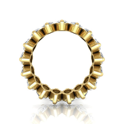 Marquise prong set lab grown diamond eternity band ring featuring 7.99 carat marquise cut diamonds in a luxurious yellow gold design.