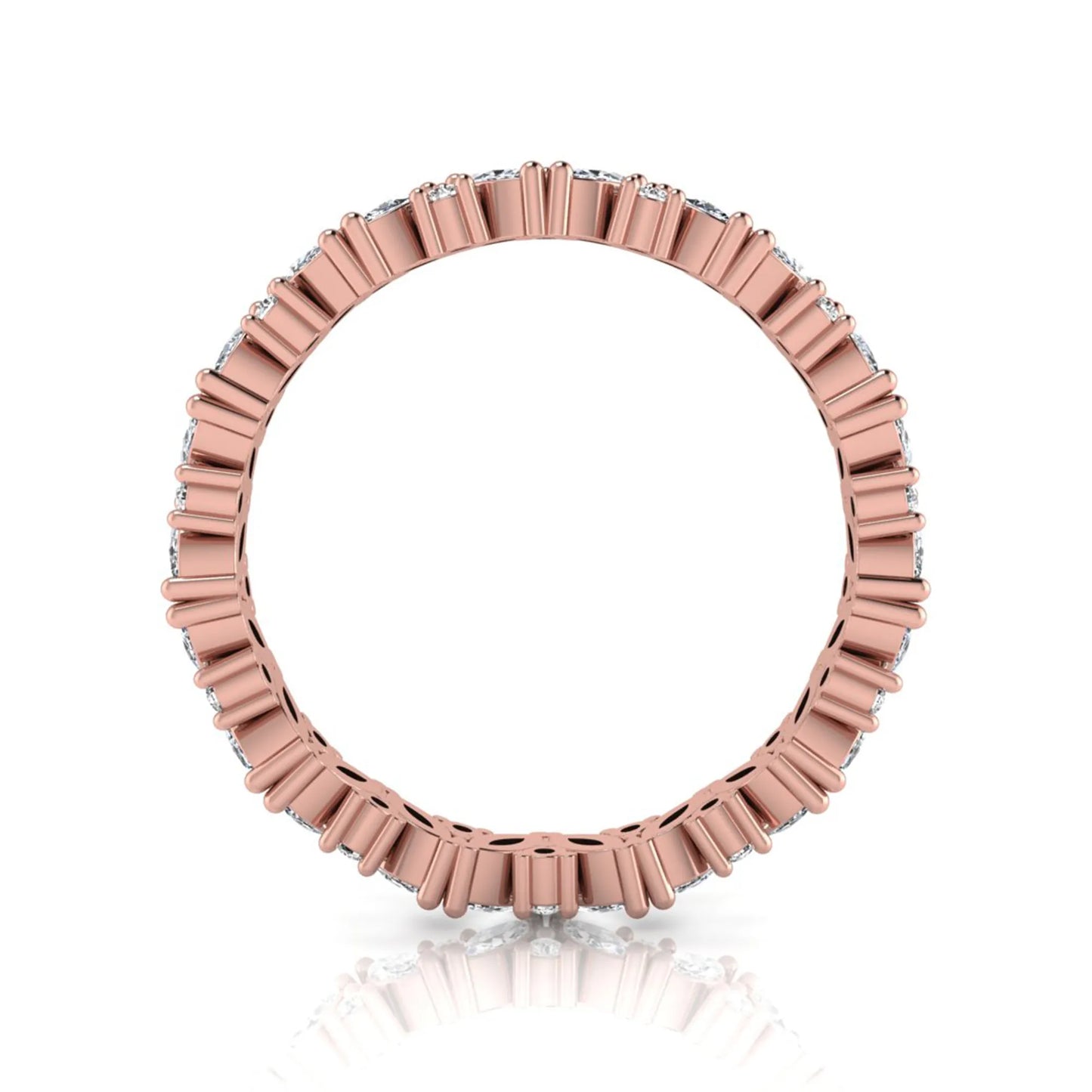 Marquise and round lab grown diamond eternity ring featuring alternating diamonds in a shared prong setting with a timeless full eternity design in rose gold
