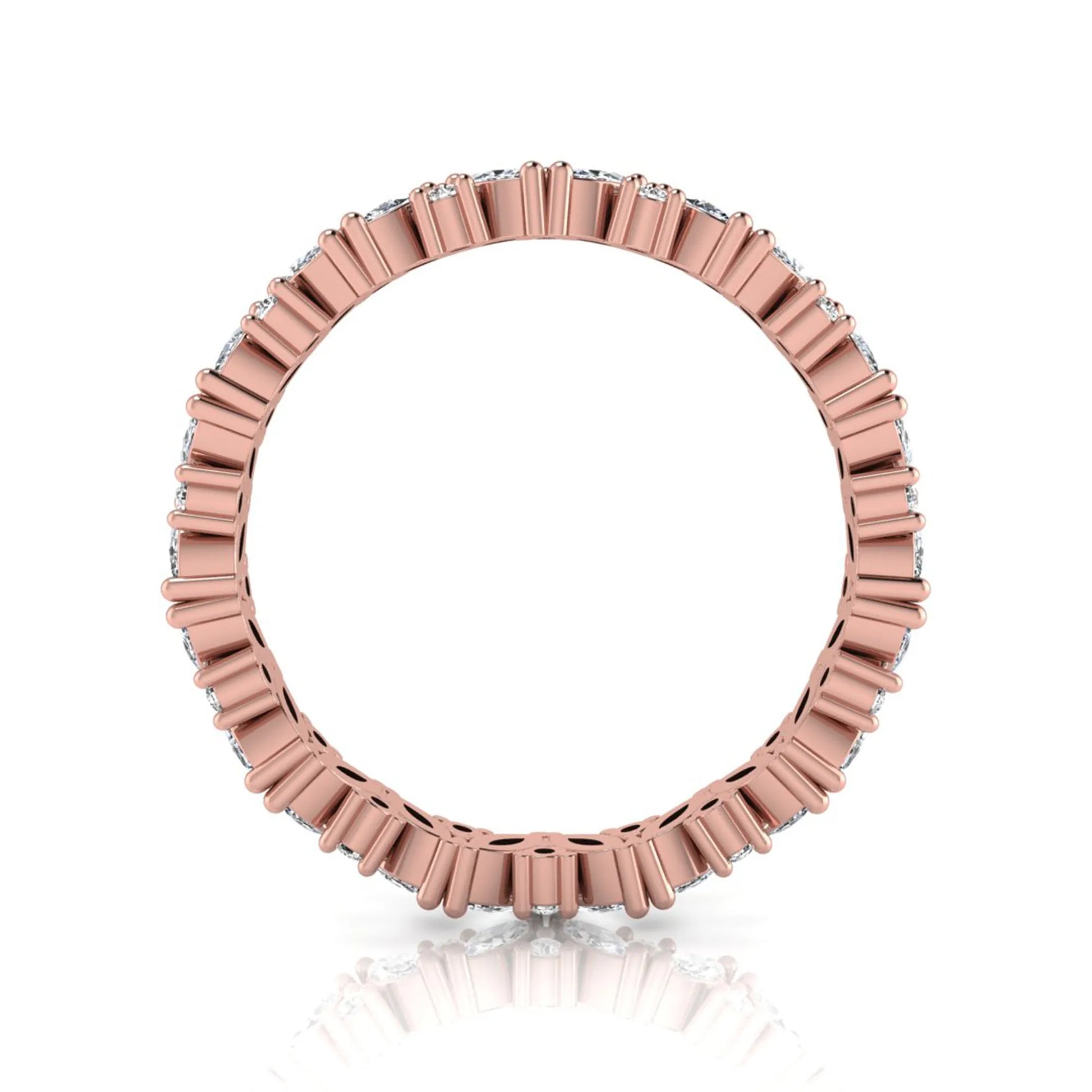 Marquise and round lab grown diamond eternity ring featuring alternating diamonds in a shared prong setting with a timeless full eternity design in rose gold