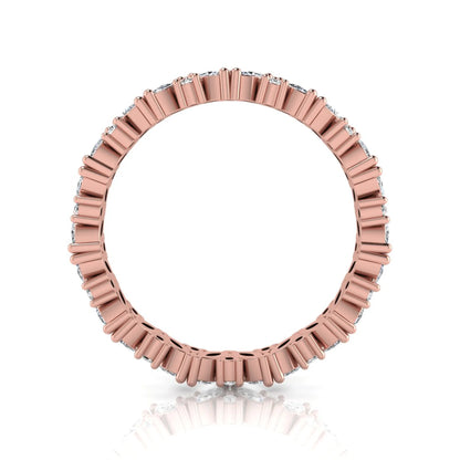 Marquise and round lab grown diamond eternity ring featuring alternating diamonds in a shared prong setting with a timeless full eternity design in rose gold