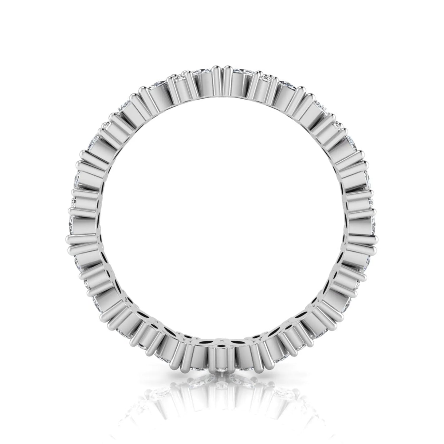 Marquise and round lab grown diamond eternity ring featuring alternating diamonds in a shared prong setting with a timeless full eternity design in white gold