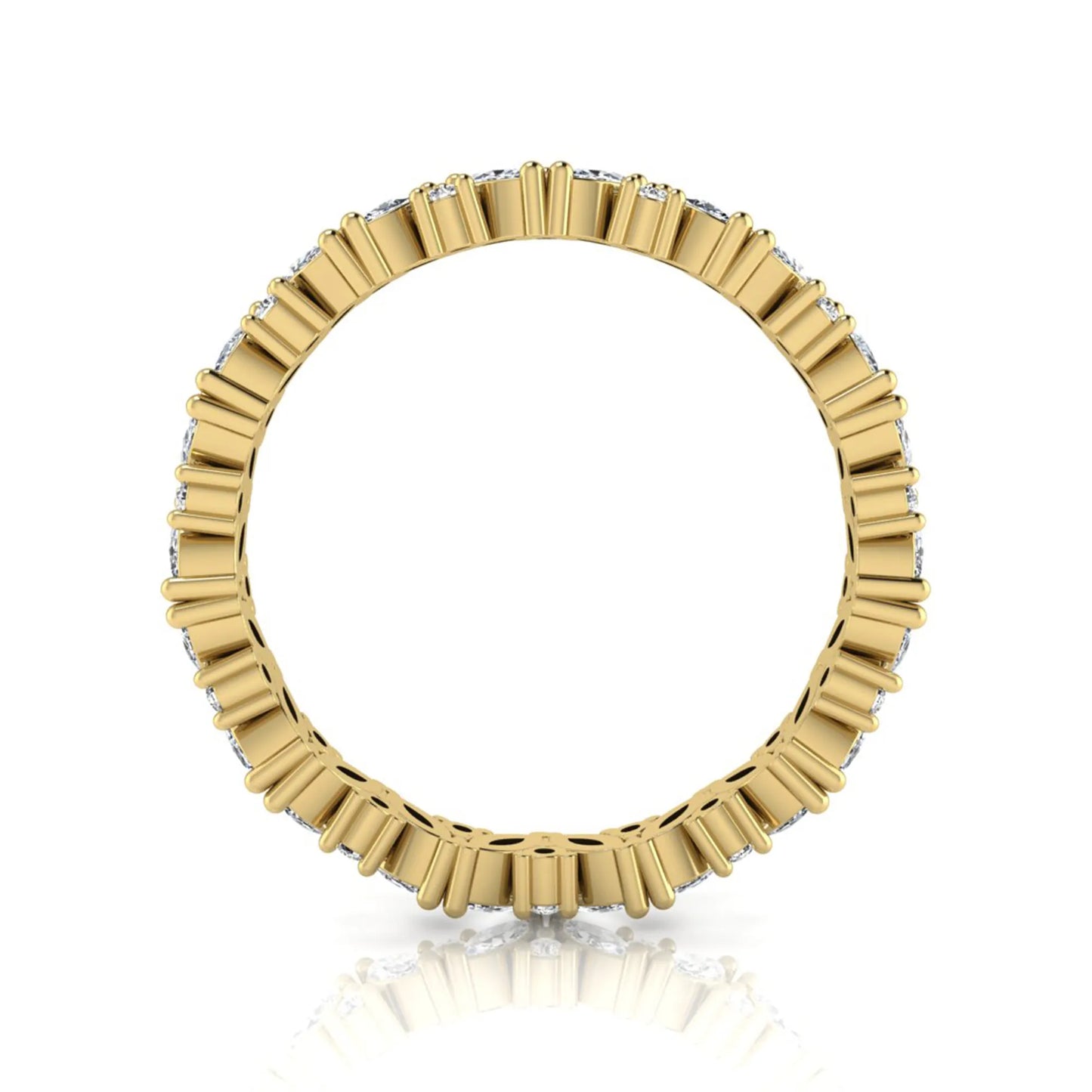 Marquise and round lab grown diamond eternity ring featuring alternating diamonds in a shared prong setting with a timeless full eternity design in yellow gold