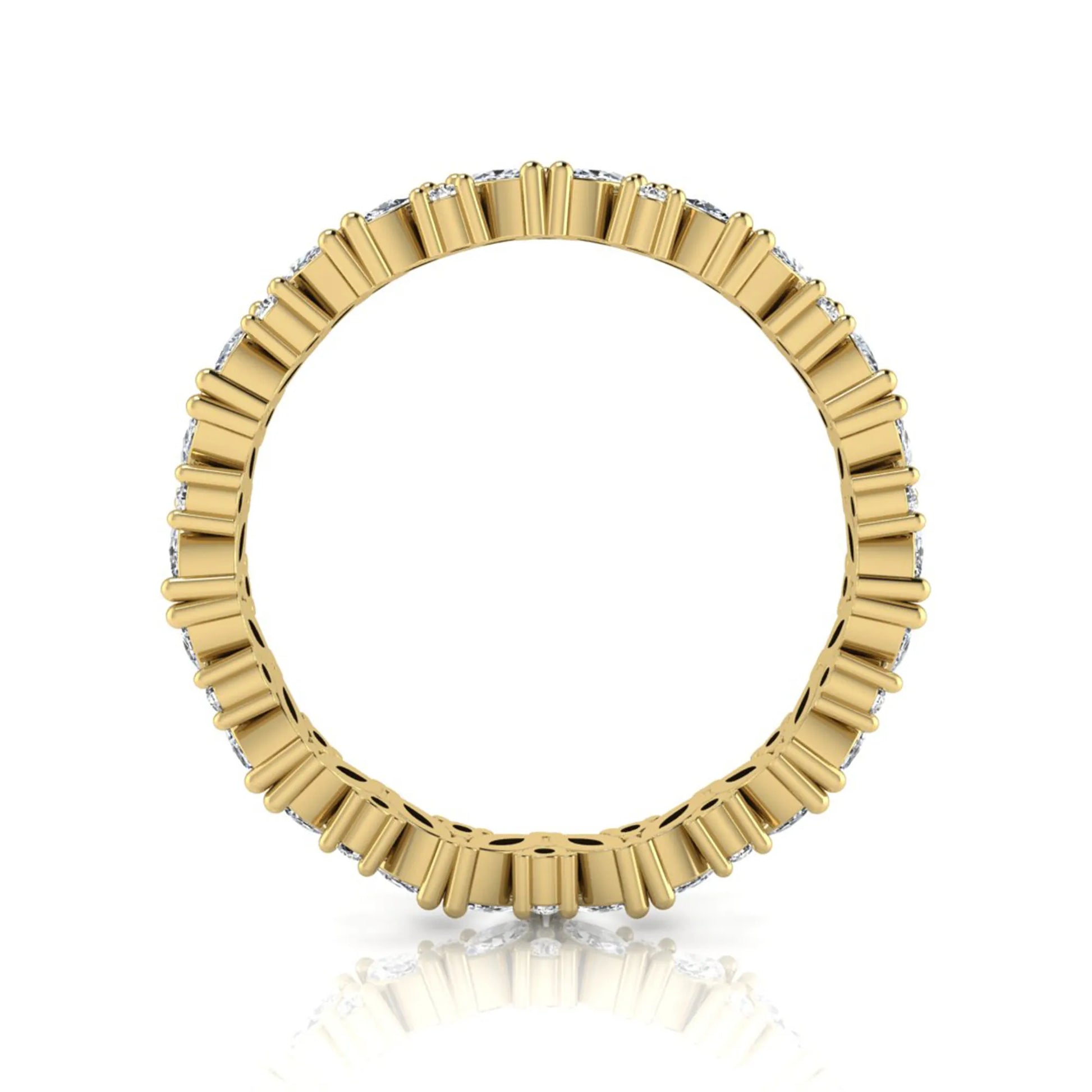 Marquise and round lab grown diamond eternity ring featuring alternating diamonds in a shared prong setting with a timeless full eternity design in yellow gold