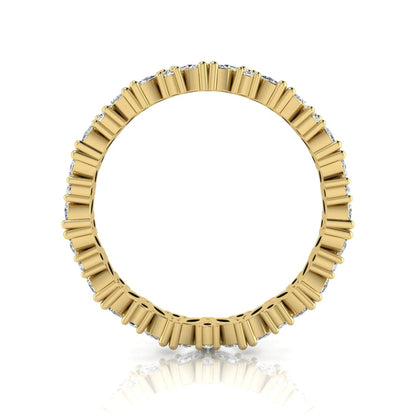 Marquise and round lab grown diamond eternity ring featuring alternating diamonds in a shared prong setting with a timeless full eternity design in yellow gold