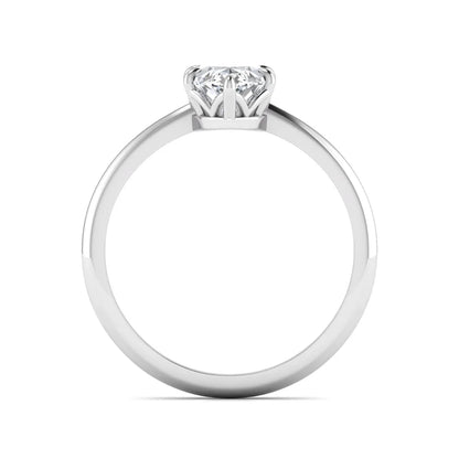 Marquise cut lab grown diamond solitaire engagement ring featuring a six prong basket setting with a polished 2 mm band in white gold tone.