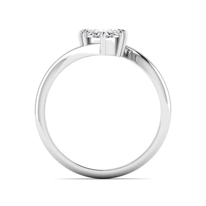 Marquise cut lab grown diamond solitaire engagement ring featuring a graceful bypass band with a six-prong setting in a polished white gold tone.