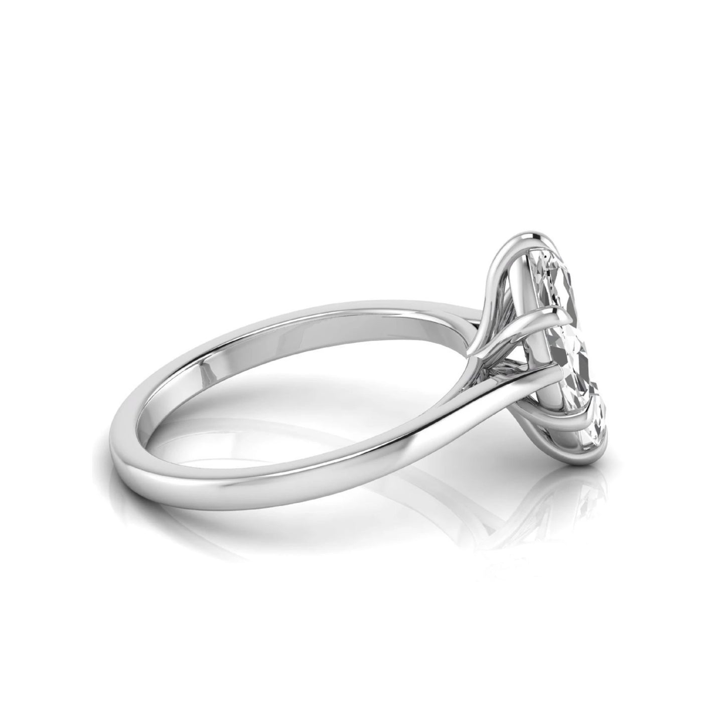 Marquise cut lab grown diamond solitaire engagement ring featuring a 1.62 carat diamond in a classic six-prong white gold setting.