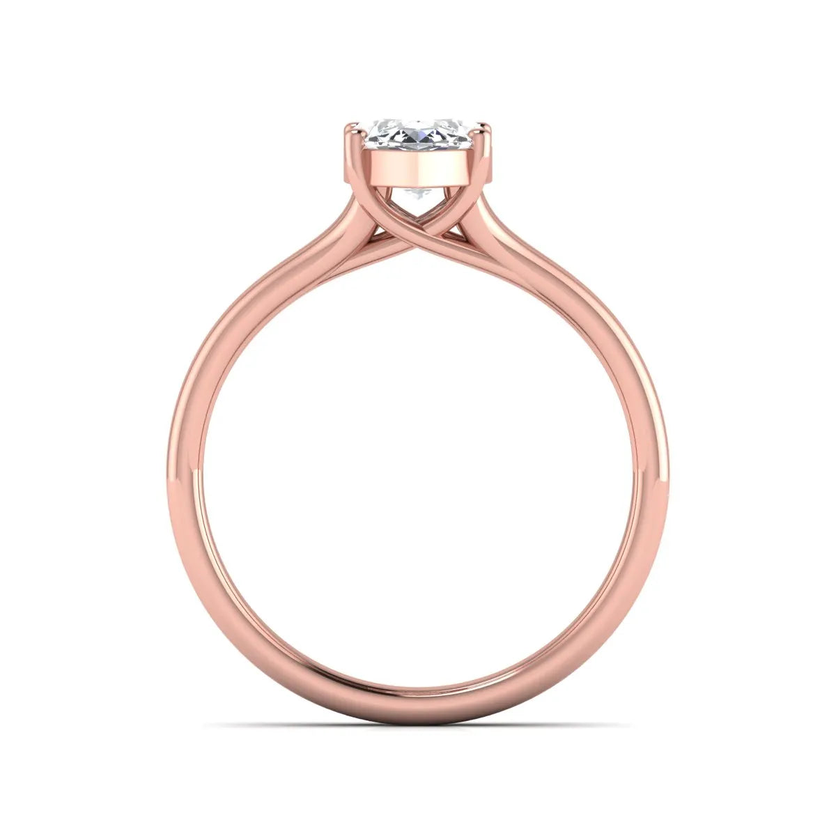 IGI certified 1.63 carat marquise cut lab grown diamond solitaire engagement ring with elegant split shank in rose gold.
