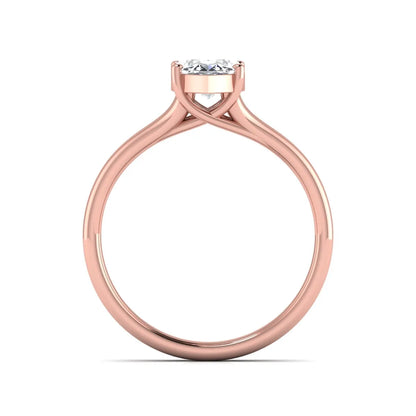 IGI certified 1.63 carat marquise cut lab grown diamond solitaire engagement ring with elegant split shank in rose gold.