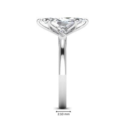 Marquise three stone lab grown diamond engagement ring featuring a 2.48 carat IGI certified center diamond with marquise side diamonds in white gold