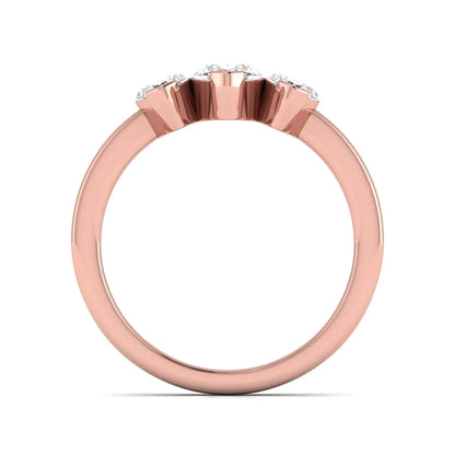 Marquise three stone lab grown diamond engagement ring featuring a center marquise diamond with matching side stones in rose gold design.