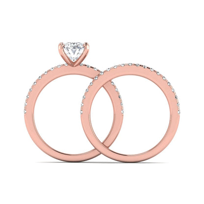 Oval Cut Pave Set Lab Grown Diamond Bridal Ring Set