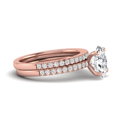 Oval Cut Pave Set Lab Grown Diamond Bridal Ring Set