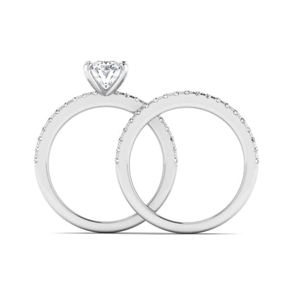 Oval Cut Pave Set Lab Grown Diamond Bridal Ring Set
