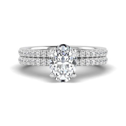 Oval Cut Pave Set Lab Grown Diamond Bridal Ring Set