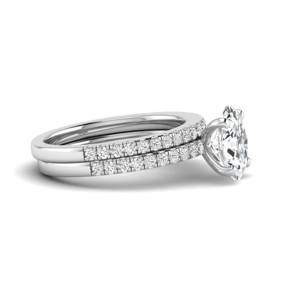 Oval Cut Pave Set Lab Grown Diamond Bridal Ring Set