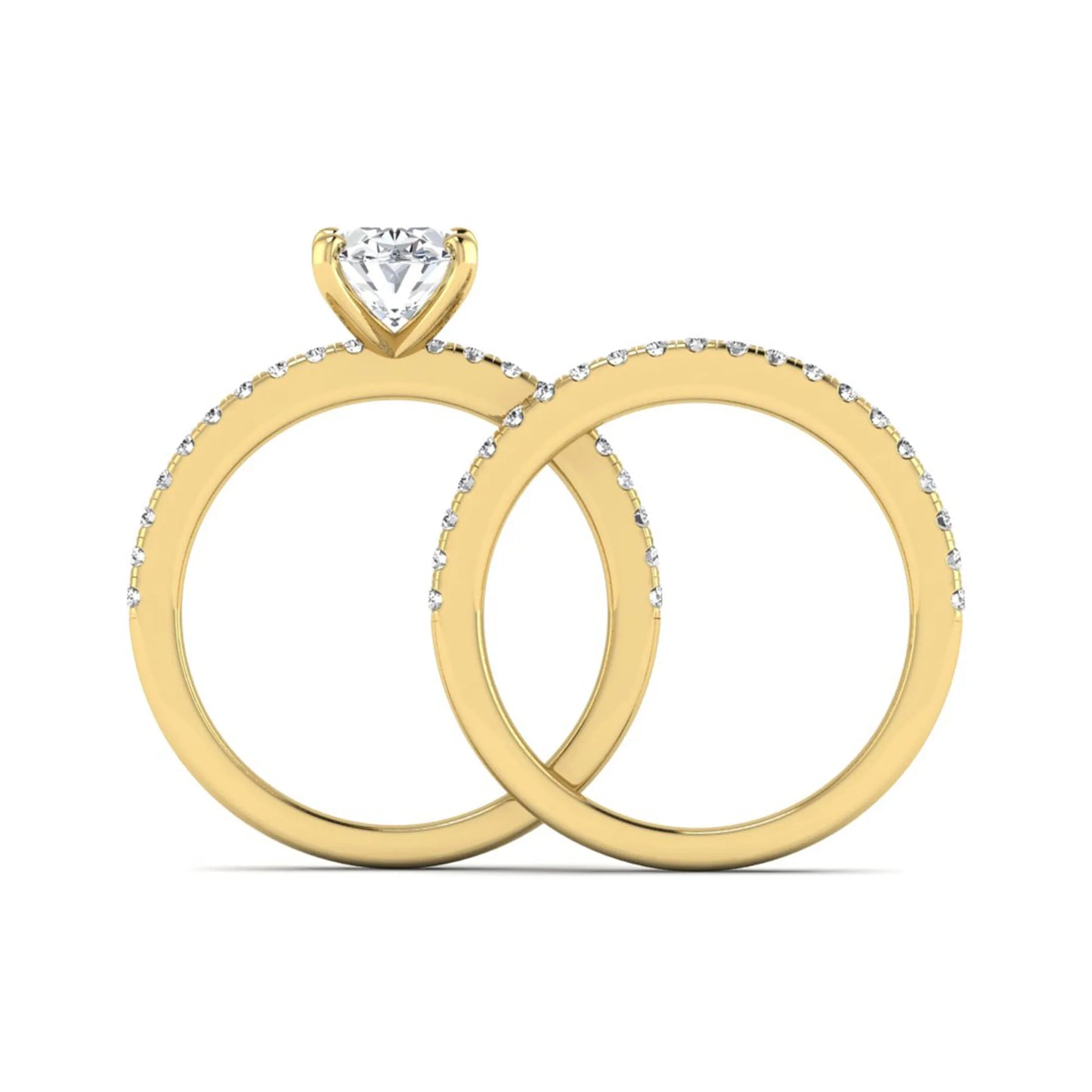 Oval Cut Pave Set Lab Grown Diamond Bridal Ring Set