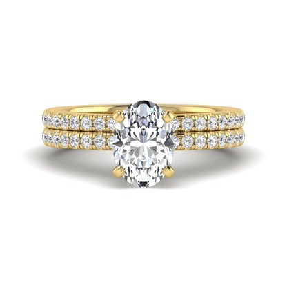 Oval Cut Pave Set Lab Grown Diamond Bridal Ring Set