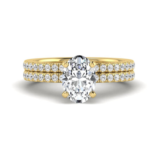 Oval Cut Pave Set Lab Grown Diamond Bridal Ring Set