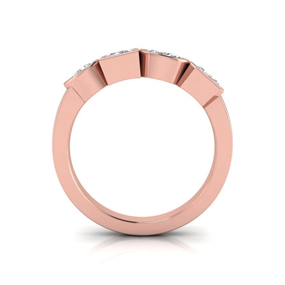 rose gold Multi shape lab grown diamond statement ring featuring princess, radiant, oval and pear cut diamonds in bezel settings