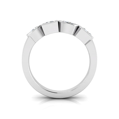 white gold Multi shape lab grown diamond statement ring featuring princess, radiant, oval and pear cut diamonds in bezel settings
