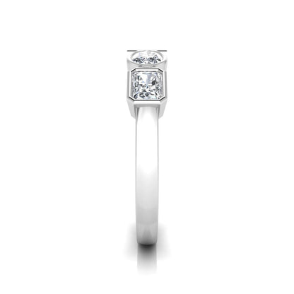 white gold Multi shape lab grown diamond statement ring featuring princess, radiant, oval and pear cut diamonds in bezel settings